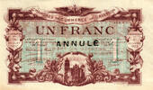 Frankreich  France / Frankreich Aveyron 1 Franc 1922 Annulé  45,00 EUR kostenloser Versand