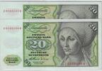 Deutschland 20 DM Deutsche Mark 1960 Ro 264c J/Q Pair - Pärchen nachfolg... 90,00 EUR kostenloser Versand
