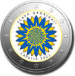 2 Euro Coloured Coin 2023 Latvia Ukrainian Sunflower - Glory to Ukraine