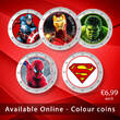 2 Euro Coloured Coin Set of 5 in Presentation Box - Superhero Movies