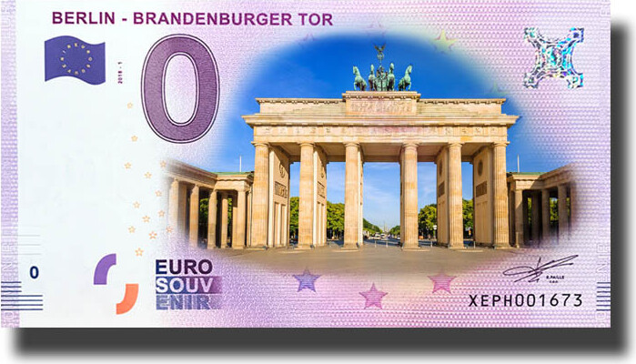 0 Euro Souvenir Banknote Berlin- Brandenburger Tor Colour Germany XEPH ...
