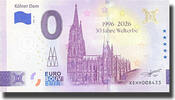 Germany 0 Euro 2026 Gold 0 Euro Souvenir Banknote Kolner Dom 1996-2026 3... 4,00 EUR  zzgl. 4,90 EUR Versand