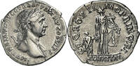 ROMAN EMPIRE Trajan, AD 98-117 Trajan AR Denarius – ALIM ITAL / Annona with Child – NGC Ch VF NGC Ch