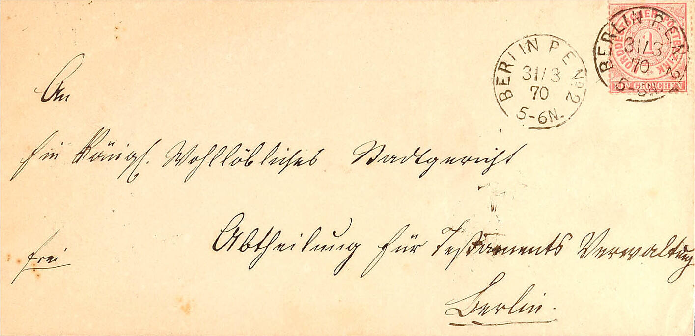 Berlin Stempel BERLIN POST-EXP. No 2 31/3 70 - K1, KBHW 218 c (60 ...