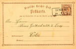 Preußen Nachverwendungen  BAROP 18 2 (1874)  - Ra2, OPD Arnsberg, auf GS-Postkarte DR 1/2 Gr. nach Cöln   Brief