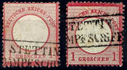 Preußen Nachverwendungen  STETTIN  (AUS STETTIN PER DAMPFSCHIFF) - R2, klare Teilabschläge auf zwei Marken 1 Gr. kleiner Schild, einmal helles Stellc