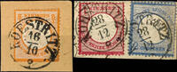 Thurn & Taxis Nachverwendungen  KOESTRITZ  - K1, herrlich klar auf Postkartenabschnitt 1/2 Gr. großer Schild (oben Scherentrennung) und auf Briefstüc