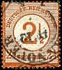 Deutsches Reich 2 1/2 a. 2 1/2 Gr. braunorange, Plattenfehler Ia stark nach links versetzte 1 im Wertaufdruck (Feld 114), farbfrisches, repariertes Exemplar mit zentrischem Preussen-K2 HANNOVER 11 12 .., doppelt -