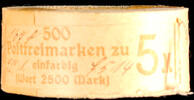 Deutsches Reich 5 M. dunkelorange als kpl. Rolle zu 500 Marken á  = 2500 Mark wert, tadellos postfrisch mit Originalverschluss, Mi. nur der 11er-Stre