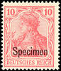 Deutsches Reich 10 Pfg Germania mit Specimen-Aufdruck, tadellos gezähntes, postfrisches Kabinettstück, geprüft Schmitz, Mi. 600.- -