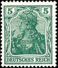 Deutsches Reich 5 Pfennig Germania Kriegsdruck, schwarzopalgrün, postfrisch, gepr. Zenker BPP, Mi.. 500.- -