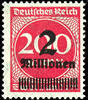 Deutsches Reich 200 Mark 2 Millionen auf Königsberger Fehldruck auf Urmarke Mi.-Nr. 269 lilarot, tadellos ungebraucht mit Originalgummierung (etwas verlaufen), gepr. Peschl, Dr. Hochstädter und Fotoattest Weinbuch BPP (2022), -