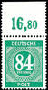Alliierte Besetzung 84 Pfg. Ziffern dkl.grün, Oberrandstück durchgezähnt, postfrisch, Farbbestimmung Bernhöft, Mi. 200.- -