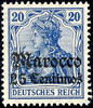 Deutsche Post in Marokko 25 Centimos auf 20 Pfg Germania Deutsches Reich mit Wasserzeichen und Aufdruck Marocco, Luxus postfrisch, unsigniert, Mi. 60.- -
