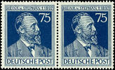 Alliierte Besetzung 75 Pfg 50. Todestag Heinrich von Stephan, Plattenfehler IV, tadellos postfrisch, Mi. 80.- -