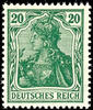 Deutsches Reich 20 Pfennig Germania, schwärzlichgraugrün, postfrisch, tadellose Erhaltung, signiert, Fotobefund Dieter Weinbuch BPP (2024) echt und einwandfrei, Mi. 160.- -