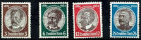 Deutsches Reich 3 Pfennig bis 25 Pfennig Kolonialgedenkfeier: Kolonialforscher; vier Werte, tadellos postfrisch, unsigniert. Mi. 190.- -