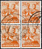 Alliierte Besetzung 24 Pfg Arbeiter lebhaftbraunorange, gest. Viererblock, Fotobefund Arge Kontrollrat, Mi. 640.- -