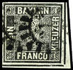 Bayern 1 Kreuzer schwarz, Platte 1, voll- bis breitrandig geschnittenes ... 1990,00 EUR  zzgl. 7,00 EUR Versand