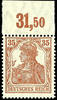 Deutsches Reich 35 Pfennig Germania zimtfarben, Plattendruckoberrandstüc... 95,00 EUR  zzgl. 4,50 EUR Versand