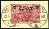 Deutsches Reich 2,50 Mark auf 2 Mark rosakarmin. Sauber rundgestempelt a... 69,00 EUR  zzgl. 4,50 EUR Versand