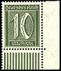 Deutsches Reich 10 Pfennig Ziffern, schwarzoliv, Eckrandstück unten rech... 69,00 EUR  zzgl. 4,50 EUR Versand