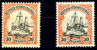 Deutsch-Südwest-Afrika 30 Pfennig Kaiseryacht in beiden Farben, postfris... 45,00 EUR  zzgl. 4,50 EUR Versand