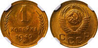 USSR 1 Kopeck 1949 Soviet Union, 1 Kopeck, 1949 year, NGC, MS 65 MS 65 58,80 EUR  zzgl. 10,00 EUR Versand