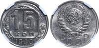 USSR USSR Joseph Stalin (1924 - 1953), 15 Kopeks, 1940 year, NGC, MS 62 15 Kopeks 1940 MS 62