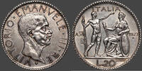 Weltmünzen Italie Victor Emmanuel III (1900-1943) 20 Lire 1927 Etat:vz / Gig. 36