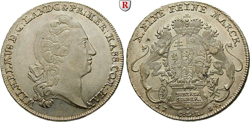 Konventionstaler 1784 HessenKassel, Wilhelm IX., 17851803 vz+