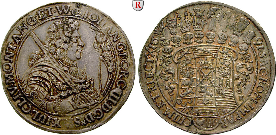 Sachsen (Saxony) Reichstaler 1691 Albertinische Linie, Johann III
