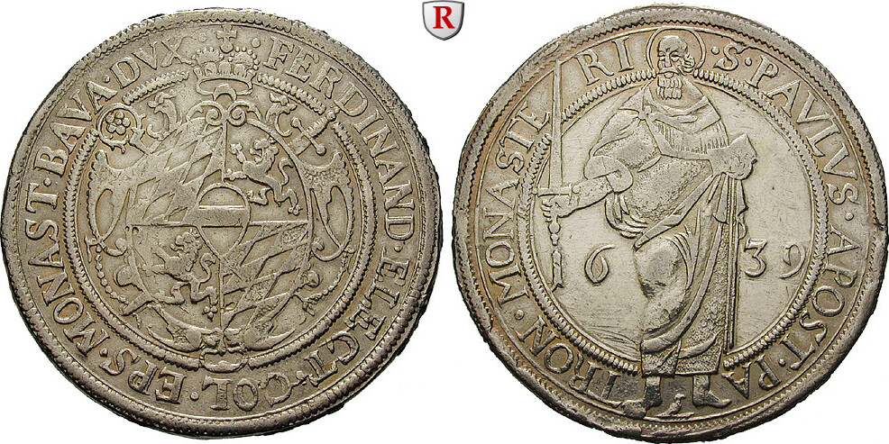 Münster, Bistum Reichstaler 1639 Ferdinand von Bayern, 16121650 ss, Rs