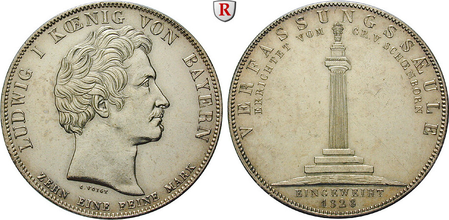 Bayern Geschichtstaler 1828 Königreich, Ludwig I., 18251848 ssvz