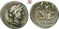 Denar 46-45 v.Chr. Caius Iulius Caesar, 100-44 v.Chr. ss+, Stempel- und Schrötlingsfehler; Rs. l. dezentriert