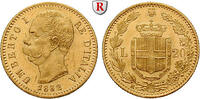 Italien 20 Lire Königreich, Umberto I., 1878-1900, Gold, 6,45 g -