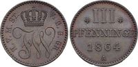 Mecklenburg-Strelitz CU-3 Pfennig Friedrich Wilhelm 1860-1904.