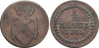 Baden-Durlach CU-1/2 Kreuzer Karl Friedrich 1738-1806. -