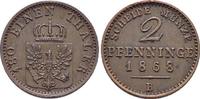Brandenburg-Preussen CU-2 Pfennig Wilhelm I. 1861-1888. -