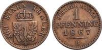 Brandenburg-Preussen CU-Pfennig Wilhelm I. 1861-1888. -