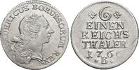 Brandenburg-Preussen 1/6 Taler Friedrich II. 1740-1786, Münzstätte Breslau. -
