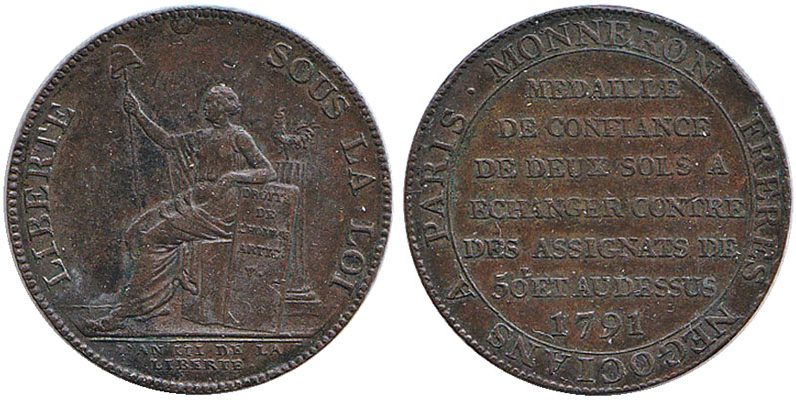 Frankreich 2 Sols 1791 Constitution 17911792 Sehr Schön / Vorzüglich