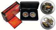 Tuvalu 2x 1 Dollar Lunar Good Fortune Year of the Snake -