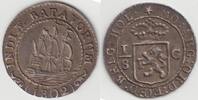 Nederlands Oost Indië / Bataafse Republiek 1/8 Scheepjesgulden 1802 Bataafse Republiek 1799-1806 ss/