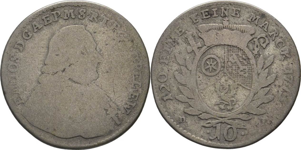 Mainz, Erzstift 10 Kreuzer 1773 Emmerich Joseph von Breitbach