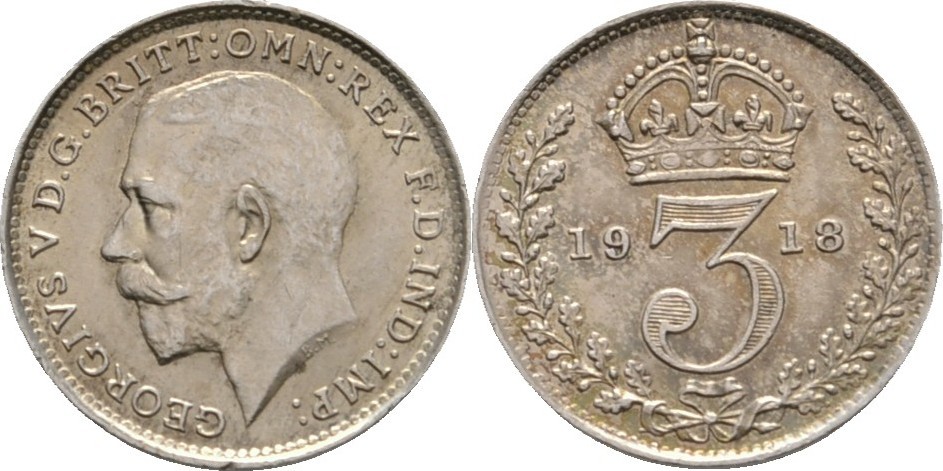 Großbritannien 3 Pence 1918 Geotg V., 19101936 vz