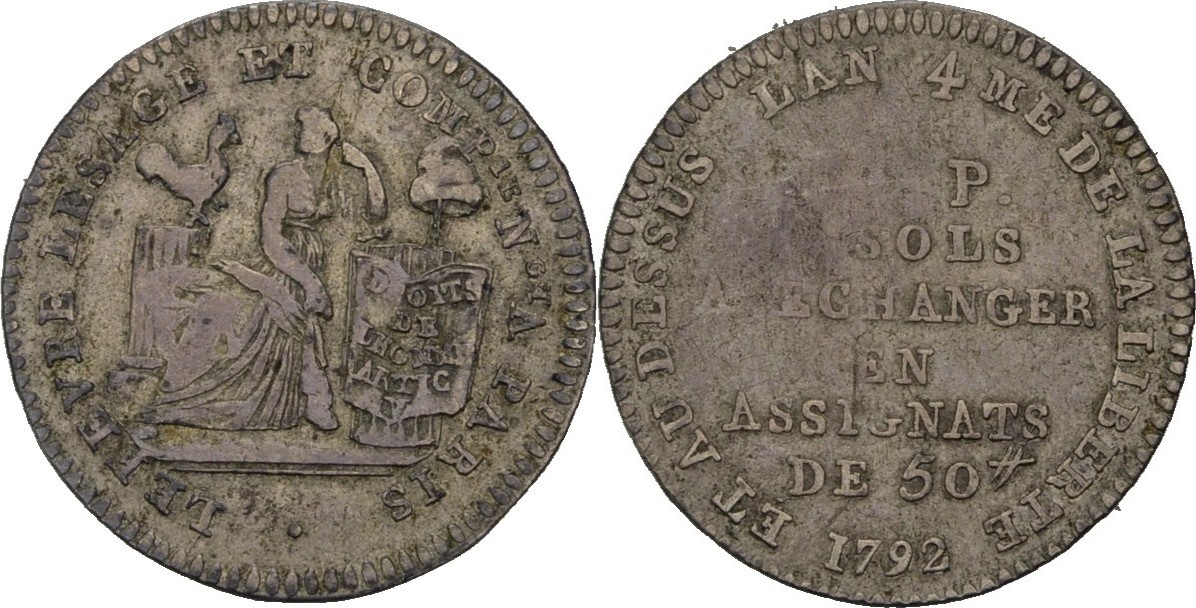 Frankreich 10 Sol 1792 Konstitutionelle Monarchie 17891792. ss