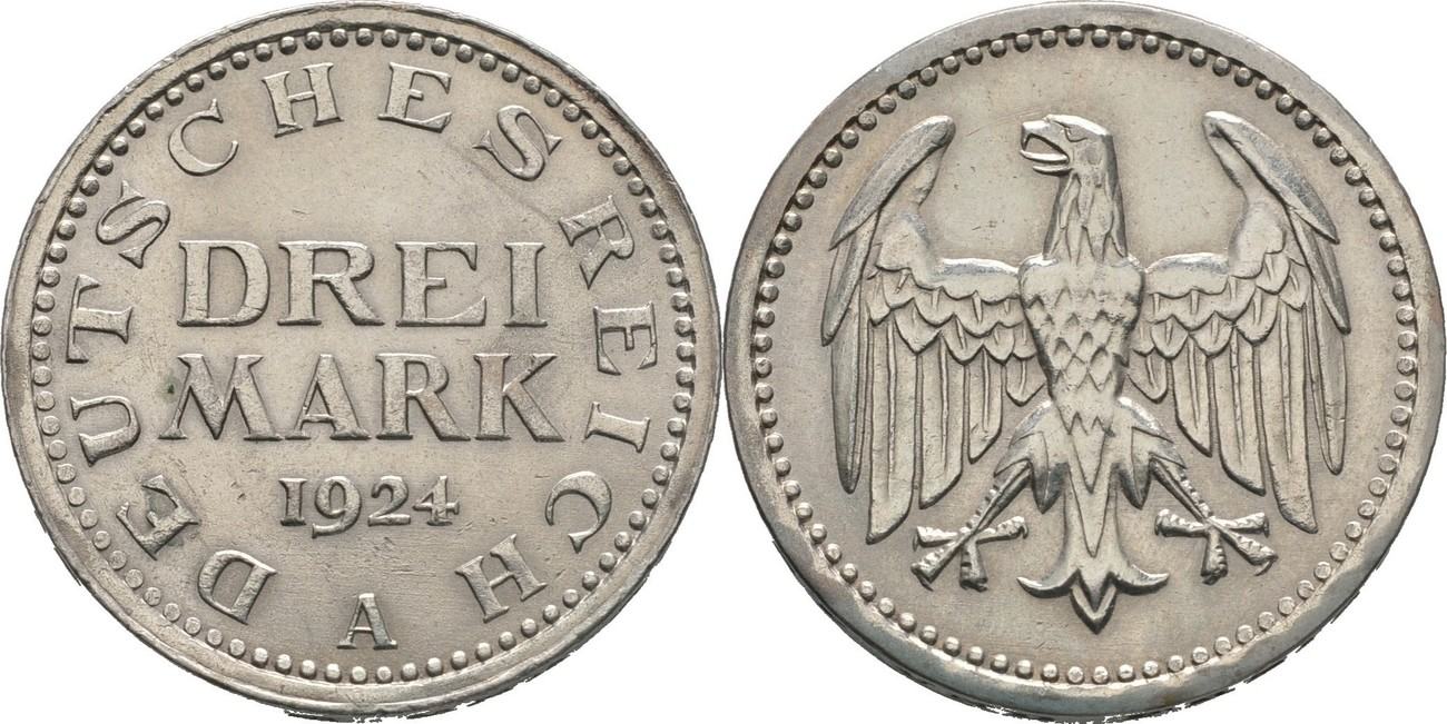 Deutsches Reich 3 Mark 1924 A vz Deutsches Reich 3 Mark 1924 A vz
