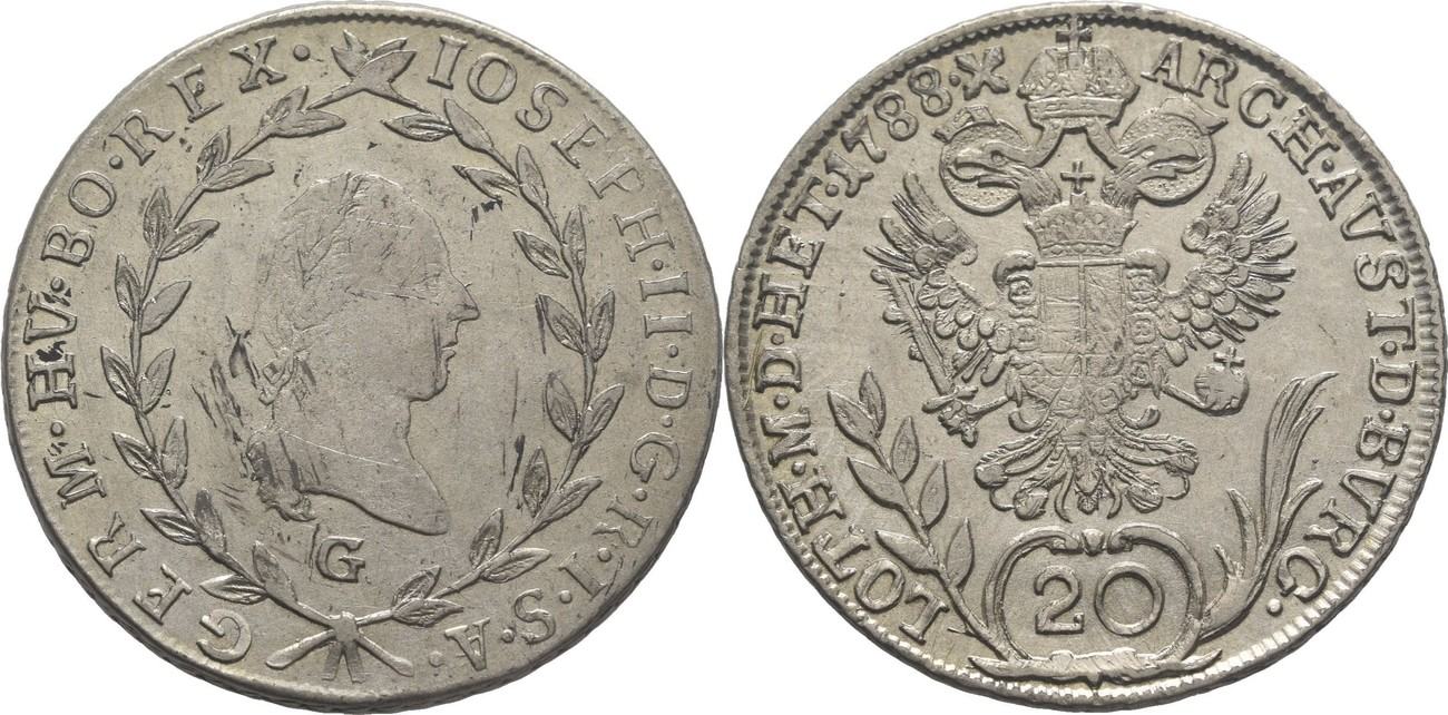 RDR Ungarn Nagybanya 20 Kreuzer 1788 Joseph II., 1765-1790 Zaponiert ...