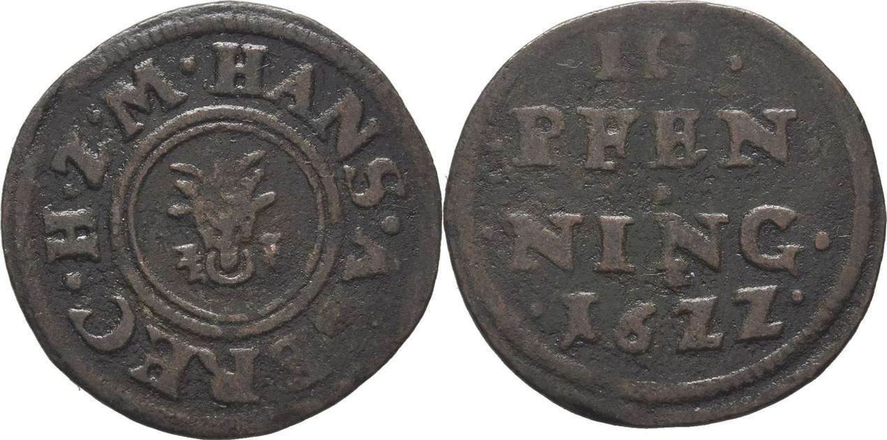 Mecklenburg Güstrow 3 Pfennige 1622 Johann Albrecht II., 16111636. ss